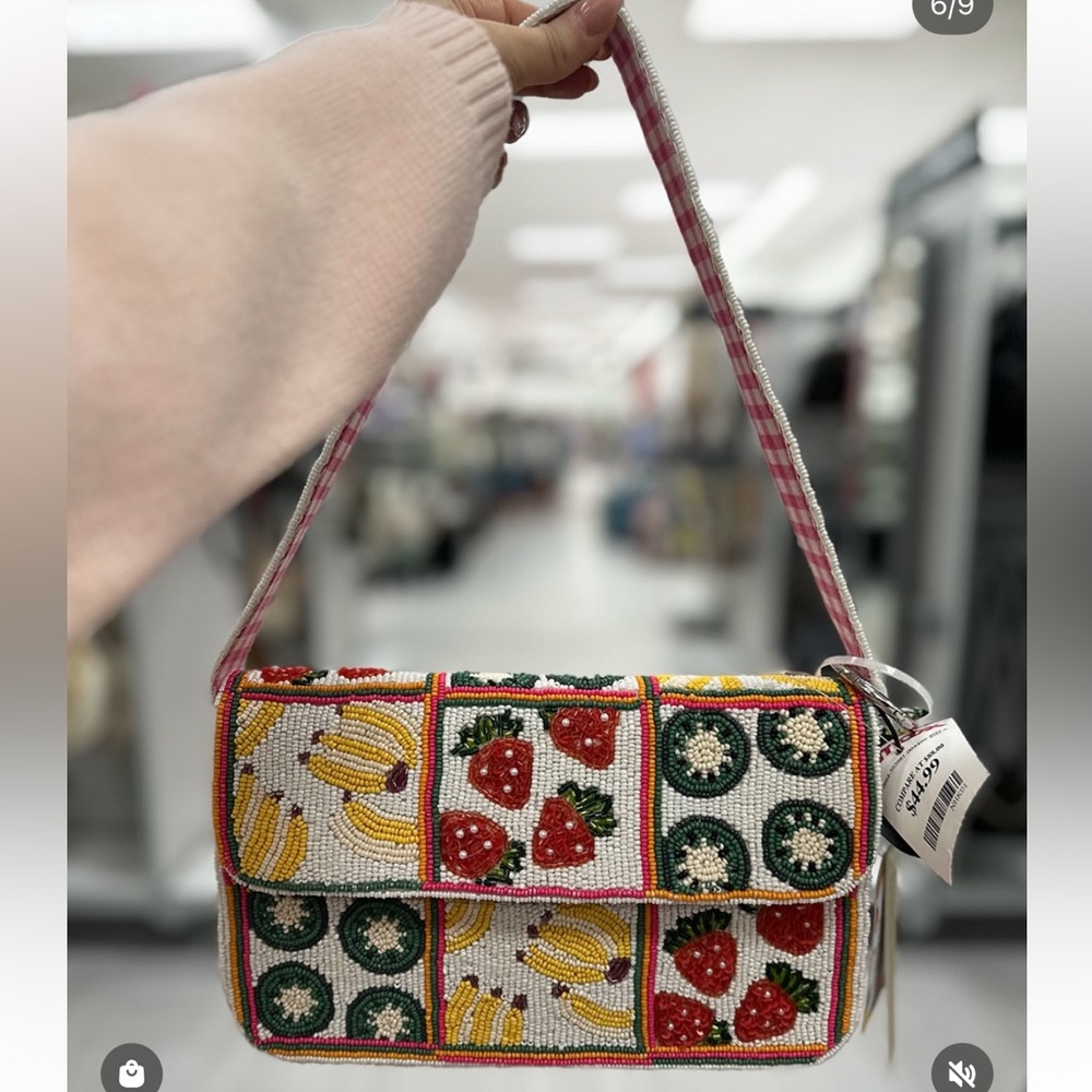 Marshall’s Beaded Fruit Panel Shoulder Bag - Multi